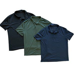 Lululemon Men's Evolution Short Sleeve Polo, 3 Item Bundle, Black & Green , XXL
